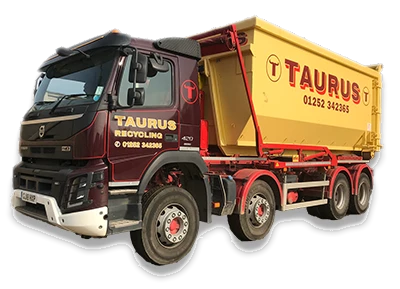 A roll on/off container on a lorry